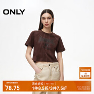 ONLY秋季潮酷印花圓領(lǐng)寬松短款正肩純棉T恤女|124201097 E09 深塵灰色 S (160) 80A