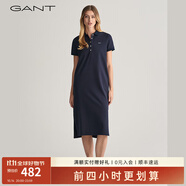 GANT/甘特新款女裝翻領(lǐng)長(cháng)裙裙子純色休閑寬松百搭POLO裙短袖連衣裙 晚藍色 XS