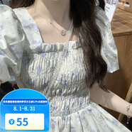 梵奧格2025年雪紡新款法式甜美碎花連衣裙女氣質(zhì)小眾短袖復古溫柔長(cháng)裙子 淺藍碎花 XL 110-120斤
