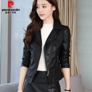 皮爾卡丹（pierre cardin）2025秋冬短款夾棉皮衣女收腰修身外套 不加棉 S (80-90斤)