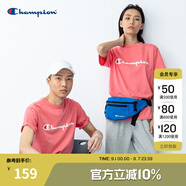 Champion夏季經(jīng)典款印花草寫(xiě)LOGO圓領(lǐng)休閑運動(dòng)T恤無(wú)性別冠軍短袖男女情侶 粉紅色(偏?。?L