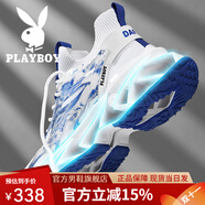 花花公子（PLAYBOY）老爹鞋男鞋2025秋季新款網(wǎng)面運動增高鞋子男休閑刀鋒跑步鞋男款 白色 41