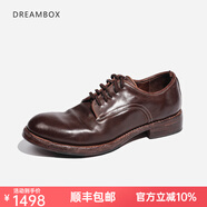 dreambox鈞博皮鞋男商務(wù)正裝意大利馬臀皮復古手工沿條縫線(xiàn)男鞋 紅棕色 40