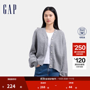 GAP女裝純羊毛V領(lǐng)針織衫經(jīng)典簡(jiǎn)約氣質(zhì)百搭開(kāi)衫638266 灰色 XS (155/76A) 亞洲尺碼