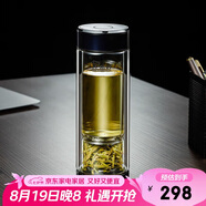 希諾雙層玻璃杯磁吸式茶水分離杯子男高檔茶杯水杯XN-7012紫羅蘭300mL