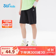 361°兒童短褲夏季男女童3-12歲透氣運動褲梭織五分褲 黑 170