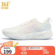 361°女鞋運動鞋【Q彈超5】夏季新款361度女緩震跑鞋 羽毛白/冰河藍 37