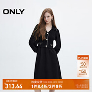 ONLY秋季氣質(zhì)優(yōu)雅拼接V領(lǐng)中長裙針織連衣裙女|124307012 H1Z 黑色 L (170) 88A