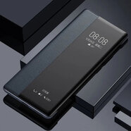 紅米note10/RedMinote10Pro手機殼5G版翻蓋式皮套保護套防摔男女 爵士黑*智能視窗皮套*送鋼化膜 紅米note105G版