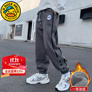 G.DUCKKIDS男童褲子春秋款兒童運動褲子加絨加厚棉褲男孩冬裝長褲秋冬季大童 鐵灰色2305-加絨款 150 建議身高140-150cm年齡11-12歲
