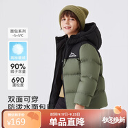 雪中飛【雙面穿】兒童羽絨服冬季輕薄男女童面包服羽絨服橄欖灰綠170cm