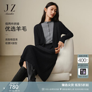 玖姿·安娜蔻優(yōu)雅日常氣質(zhì)含羊毛拼接假兩件織連衣裙女2024冬款 深灰 M