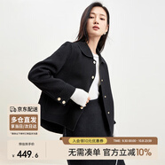 尚都比拉短款100%羊毛大衣女小個(gè)子秋冬休閑雙面毛呢外套 黑色 L 