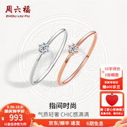 周六福（ZLF）  18k金鉆石戒指女玫瑰金六爪單鉆尾戒鉆戒單只T 15號(hào) 紅18K