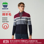 texwood蘋(píng)果男士毛衣春秋新款休閑綿羊毛開(kāi)衫時(shí)尚撞色立領(lǐng)針織衫外套上衣 【保暖羊毛款】棗紅 M