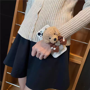 中掌柜秋冬毛絨泰迪狗腕帶適用蘋果15手機殼14promax防摔iphone17軟11女12卡通8plus套軟殼個性13mini可 杏色領(lǐng)結(jié)泰迪狗腕帶 iPhoneSE4