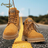 鱷魚(yú)恤男款馬丁靴2025新款冬季防滑英倫風(fēng)復古男鞋休閑厚底高幫鞋 土黃 39