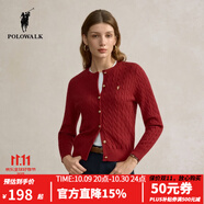 POLOWALK針織衫女打底衫內(nèi)搭春秋款絞花針織開衫春裝外套韓系女裝毛衣夾 酒紅C 【新款】 2XL (175)