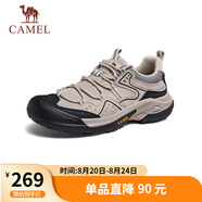 駱駝（CAMEL）踏山男士戶(hù)外登山復古皮面休閑低幫徒步鞋 G14A342696 埃爾沙 38