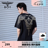 BOY LONDON【暗黑羅盤】夏情侶款短袖權(quán)杖印花炸街潮牌T恤N01906 N0103902 XL