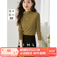 梵希蔓半高領(lǐng)打底衫內(nèi)搭上衣2025春秋新款修身顯瘦職業(yè)裝長袖t恤 71351 芥末黃 M