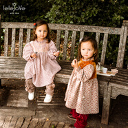 LELE JOVElelejove北歐風(fēng)女童秋冬復古連衣裙25女寶細膩燈芯絨色織提花長(cháng)裙 寶石棕 80 cm