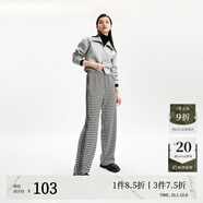 VEROMODA休閑褲秋冬千鳥(niǎo)格松緊高腰直筒針織長(cháng)褲女33PL043 S59黑色 170/72A/L