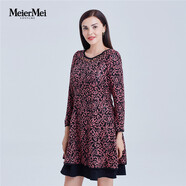 MeierMei玫而美女裝時(shí)尚精美縫石亮片修身a字連衣裙品牌春秋長袖連身裙 H81 36