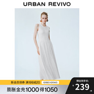 UR2025秋季新款女裝拼接設計修身小黑裙無袖連衣裙UWM750087 本白 XL
