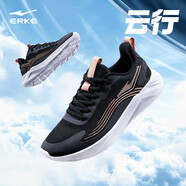 鴻星爾克（ERKE）云行跑鞋女秋季新款網(wǎng)面透氣運動(dòng)鞋軟底減震跳繩跑步鞋子 正黑/粉金 35