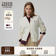 Teenie Weenie【趙露思同款】小熊女裝復(fù)古寬松綿羊毛絞花針織開(kāi)衫 A-象牙白 M (165)