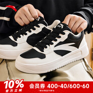 安踏（ANTA）輕松板鞋男鞋秋冬厚底小白鞋低幫白色休閑鞋子輕便運(yùn)動(dòng)鞋 紙莎白/黑-3 44 10(男44)