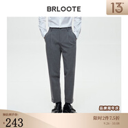 巴魯特（Brloote）質(zhì)感光澤九分褲男彈力時(shí)尚豎條挺闊休閑褲秋冬 灰色 165/76A