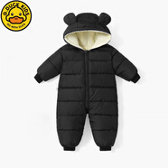 G.DUCKKIDS嬰兒連身羽絨服冬季0一1歲加絨2小童加厚棉衣3男女寶寶爬服哈衣潮 黑色單件衣服 66 cm