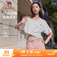 駱駝（CAMEL）夏日純棉T神男女寬松圓領(lǐng)短袖上衣T恤 C35BAXLN056A 櫻桃粉 L