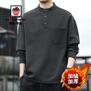 AEMAPE美國(guó)蘋果秋冬長(zhǎng)袖衛(wèi)衣男加絨寬松體恤圓領(lǐng)純色韓版時(shí)尚中青年上衣 2441加絨灰色衛(wèi)衣 XL 140-155斤