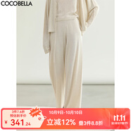 COCOBELLA萊賽爾氣質(zhì)針織衫女系帶通勤外套紙片人舒適開衫MZ3169 薏仁色休閑褲MZ3168 S