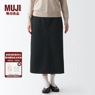 無(wú)印良品 MUJI 女式 絲光斜紋 裙子半身長(cháng)裙秋冬季簡(jiǎn)約風(fēng)純棉全棉BEK37C2A 黑色 M(160/66A)