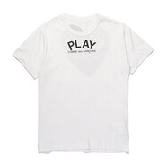 HEYPLAY日系潮牌桃心T恤男女裝純棉圓領(lǐng)短袖灰色后背大黑心情侶款 白色 S