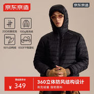 京東京造穿山甲輕薄羽絨服 連帽白鴨絨戶外秋冬外套短款男 黑色 S