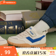 PONY波尼運(yùn)動(dòng)鞋童鞋經(jīng)典高彈防滑軟底舒適透氣魔術(shù)貼易穿脫休閑鞋 234K1SO58NB 白/藍(lán) 26 適合腳長約158~160mm