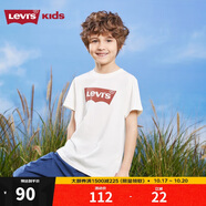 LEVI'S李維斯童裝兒童短袖T恤夏季男女童經(jīng)典蝙蝠標圓領(lǐng)上衣短T 糖果白