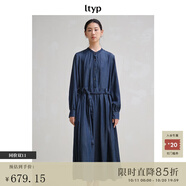 旅途原品ltyp【明星同款】自然風真絲牛仔連衣裙 簡約顯瘦氣質(zhì)新款秋季 丹寧藍-長袖版 S