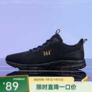 361度男鞋運(yùn)動鞋透氣網(wǎng)面慢跑鞋運(yùn)動鞋跑步鞋子輕便軟底舒適男子休閑鞋 烏黑色/皇冠金 44