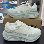 鴻星爾克（ERKE）女鞋2025冬季新款厚底舒適運動(dòng)鞋輕便綜訓跑步鞋12125414181 棉花白/翠濤色007 37