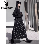 花花公子（PLAYBOY）2025秋冬新款設(shè)計感秋冬高腰花苞裙女圓波點(diǎn)燈芯絨半身裙顯瘦裙子 波點(diǎn) L 【建議95-125斤】