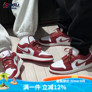 耐克（NIKE）【潮】Air Jordan aj1板鞋男女情侶新款低幫休閑運動籃球鞋休閑鞋 FJ3465/FJ3459-160白紅 女款GS 44.5