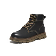 BASTO百思圖秋冬商場(chǎng)同款時(shí)髦加絨登山工裝靴馬丁靴男短靴 黑色絨里 38