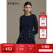PORTS寶姿 新品女裝經(jīng)典雙排鉚釘裝飾連衣裙SA9D029NWQ037 上尉藍(lán) XS (2)