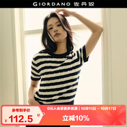 佐丹奴【韓國明星同款】女裝純棉絞花圓領(lǐng)短款短袖針織衫05355316
